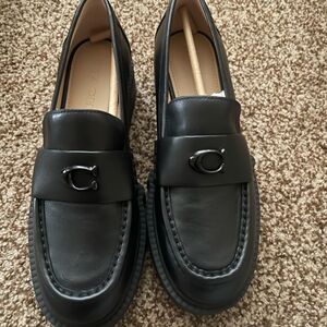 Black  Coach Leather Loafers